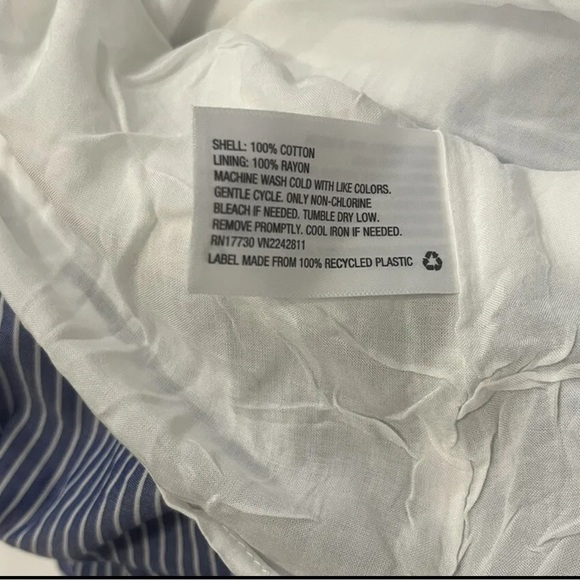 A New Day Skirt  Blue White Stripe Asymmetrical Ruffle Cotton High Waist… - Picture 7 of 11